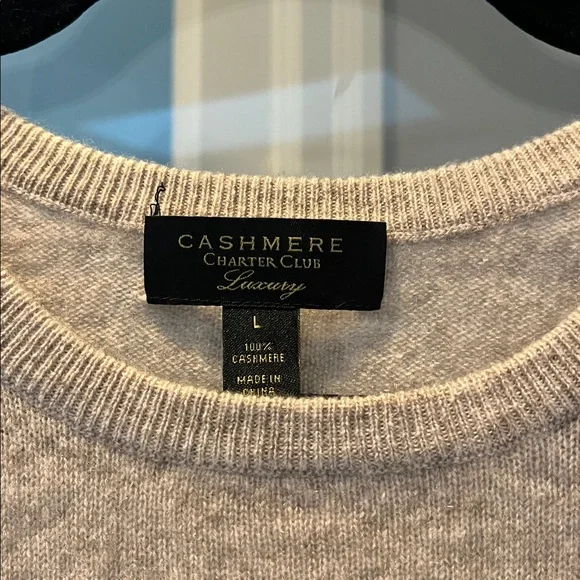 Charter Club Cashmere Sweater Luxury Soft Pullover Tan - Size Large - Picture 2 of 3
